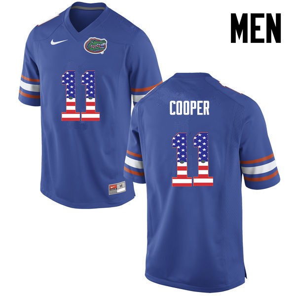 Florida Gators Men #11 Riley Cooper College Football USA Flag Fashion Blue